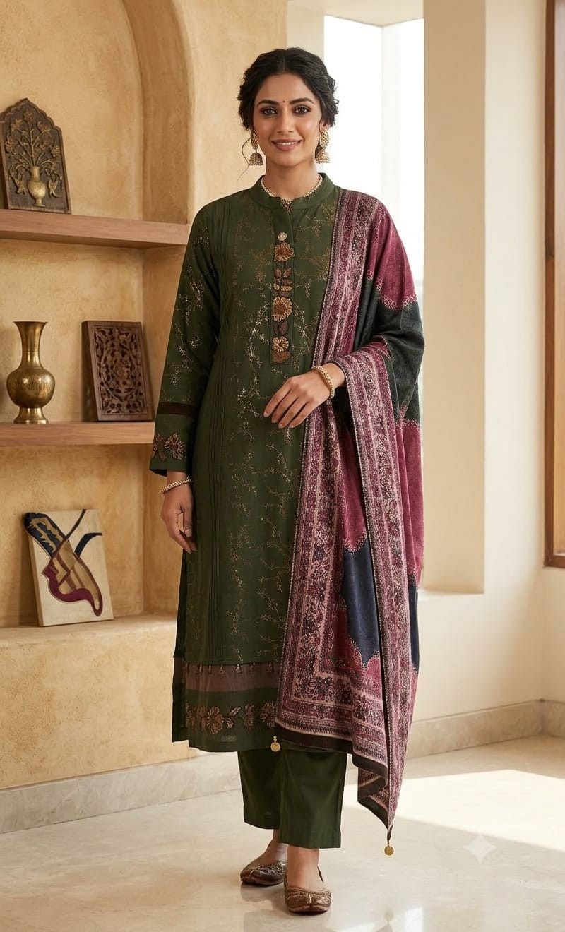 OLIVE KURTA SET